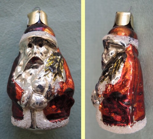 Old USSR 1950's Christmas Ornament / SANTA Ded MOROZ/ Vintage Soviet GLASS BULB - Picture 2 of 8