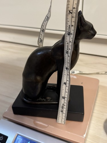 Estatua de gato Bastet de bronce egipcio sin pendientes altura 7" - Imagen 8 de 8
