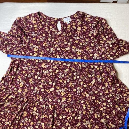 Time and Tru Stufen Babydoll dunkel geblümt Boho Top Gr. XL weinrot Cottagecore - Bild 9 von 15