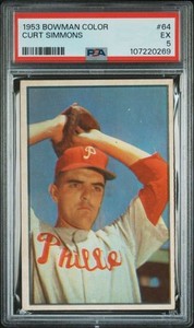 1953 Bowman Color #64 Curt Simmons PSA 5 Philadelphia Phillies  (0269)