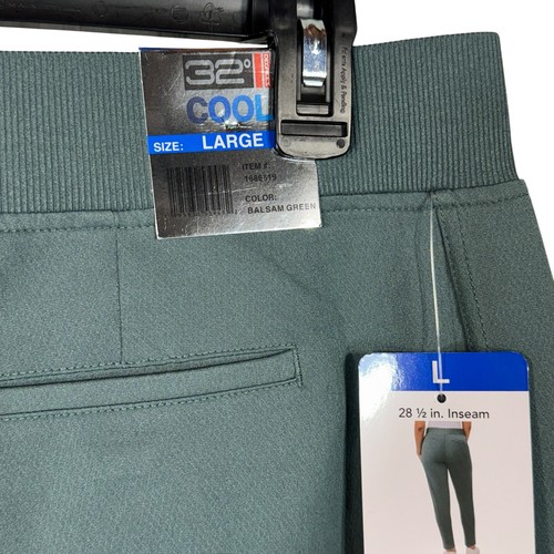 32 Degrees Cool Large Pants Flat Front Pull-On Pockets High-Rise Balsam Green - Photo 5 sur 7