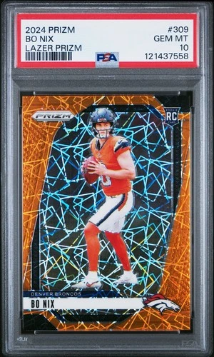 2024 Panini Prizm Bo Nix RC Lazer Prizm PSA 10 #309 Broncos Rookie