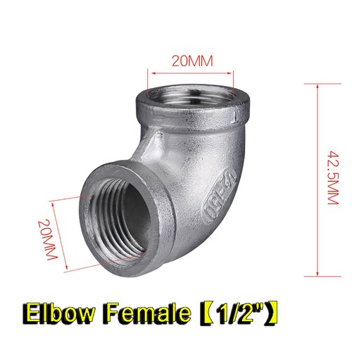 1/2" Stainless Steel Pipe Fitting BSP Male Barrel Nipple, Elbow/Tee/Cap Adaptor - Picture 21 of 25