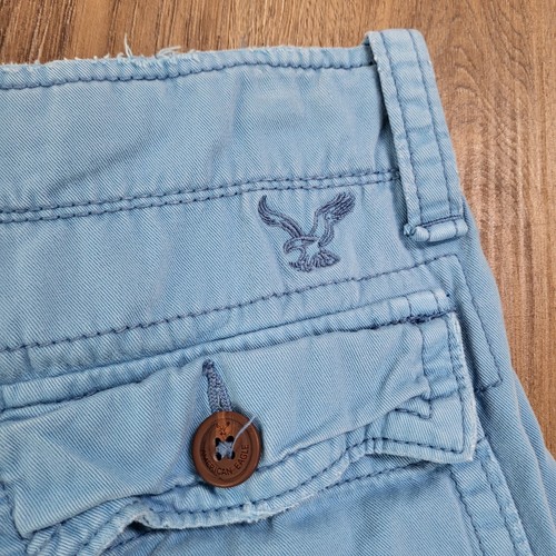 American Eagle Men's Cotton Cargo Shorts Classic Fit Sz 28 Blue Y2k Distressed - Picture 10 of 10