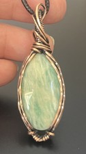 Amazonite Handmade Copper wire wrapped pendant jewelry 8j
