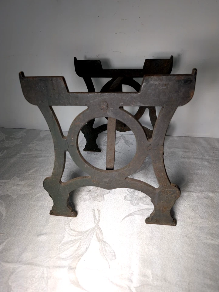 Steampunk A Industrial  Legs antique Cast Iron Base Plate stove Stand Table - Image 2 of 4