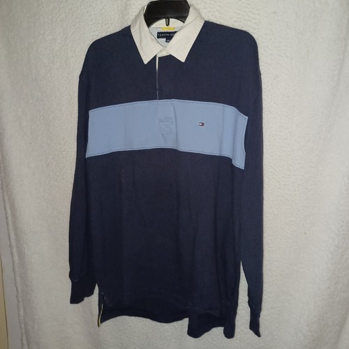 Tommy Hilfiger Rugby Pique Poloshirt Herren L Colorblock Navy Langarm (33C) - Bild 2 von 10
