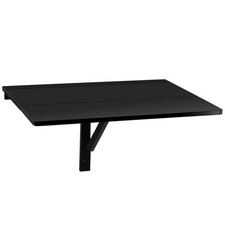 Pemberly Row Wall Mounted Drop Leaf Table Floating Folding Desk Black