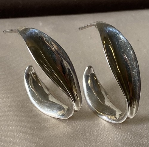Vintage HAGIT GORALI Earrings Sterling Silver 925 J Hoop - Picture 10 of 12
