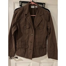 Chico's Jacket Brown Button Front Pockets Blazer Size 1