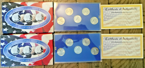 2000 & 2003 Philadelphia Mint State 10 Quarter Collection w/COA Uncirculated.