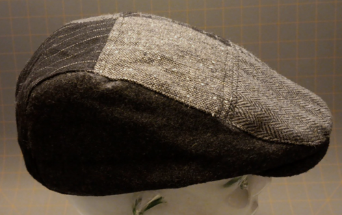 Gorra de hombre M/L escala de grises multi retazos acolchada forrada newsboy cabbie - Imagen 2 de 7