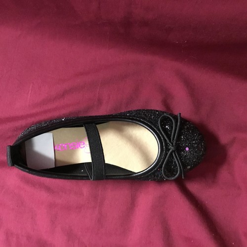 New Girls KensieGirl KG93322 Black Glitter Ballerina Flat Size 8 - Picture 5 of 6