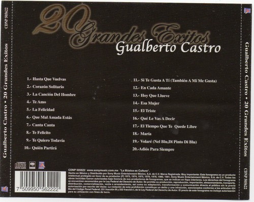 GUALBERTO CASTRO 20 Grandes exitos MEXICAN CD Sony 2001 ! - Picture 4 of 4