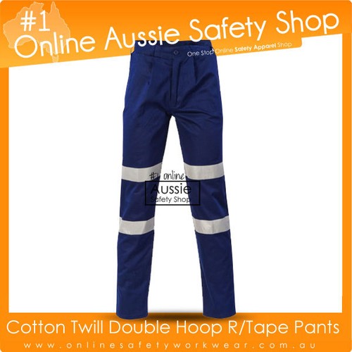 3 X MIDDLE WEIGHT DAY & NIGHT NAVY WORKWEAR PANTS DOUBLE HOOP REFLECTIVE TAPE 3 X MIDDLE WEIGHT DAY & NIGHT NAVY WORKWEAR PANTS DOUBLE HOOP REFLECTIVE TAPE