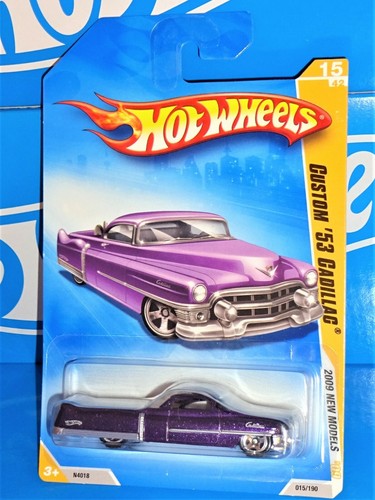 Hot Wheels 2009 nuovi modelli #15 personalizzati '53 viola Cadillac con auto a fiori 5 sp - Foto 1 di 2