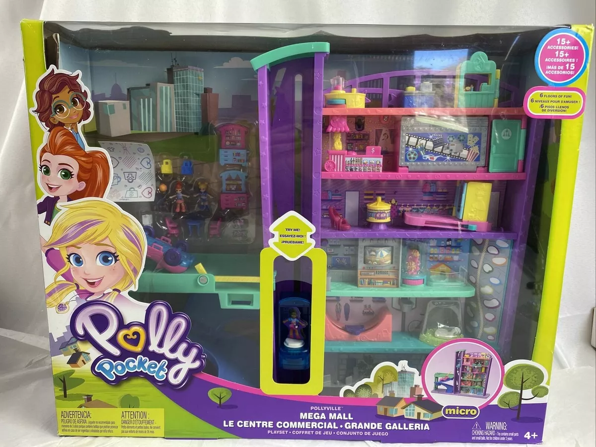 Polly Pocket Pollyville Mega Mall Playset with 6 Floors Elevator Vehicle