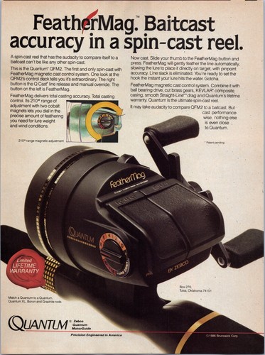 Quantum Angelrolle Feather Mag 1986 Printanzeige - Bild 1 von 2