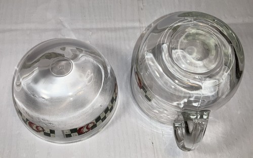 Vtg Anchor Hocking Apple Checker Ribbon Creamer & Sugar Farm House Decor Cream - Picture 5 of 6