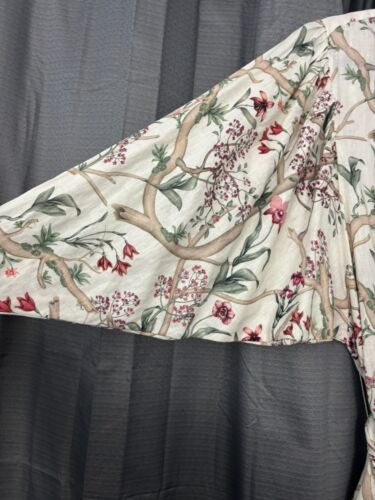 Johanna Ortiz x H&M Linen Shirt Dress Womens L Ivory White Orchid Puff Sleeve - Picture 5 of 14