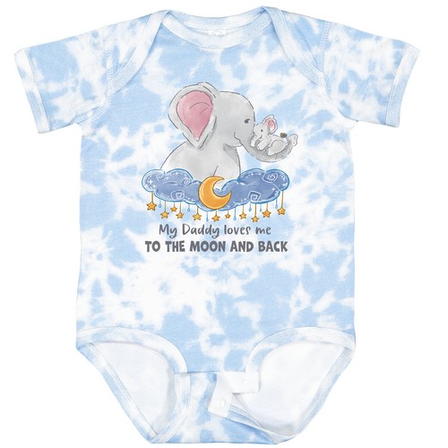 Inktastic My Daddy Loves Me To The Moon And Back Elephant Family Baby Bodysuit