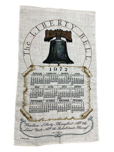1972 Richard Batchelder Leinen Kalender Geschirrtuch Liberty Bell patriotisches Dekor - Bild 1 von 7