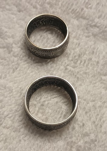 SAUDI ARABIA 1 RIYAL Silver Coin Ring Set Size 8 3/4 And Size 11 1/4 - Picture 9 of 10