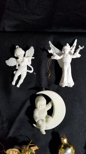 10 Pc White Christmas Decoration Lot Angel Tree Ornaments +Snowbabies +Vintage - Picture 4 of 10