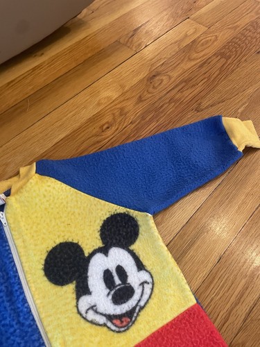 Vintage 4T Fleece Rubber Footed Disney Store Mickey Mouse Pajamas Color Block - 第 5/13 張圖片