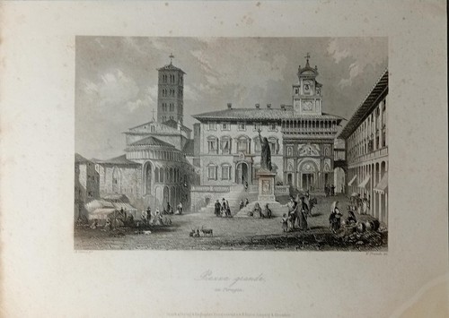 AREZZO - Piazza Grande - acquaforte originale, metà '800