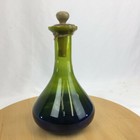 Ombre Glass Decorative Bottle Decanter w/Wood Stopper Green Blue NOT AIRTIGHT