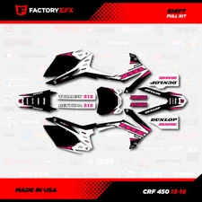 Black & Pink Shift Racing Graphics kit fits Honda Crf450 13-16 Crf 450 Decals