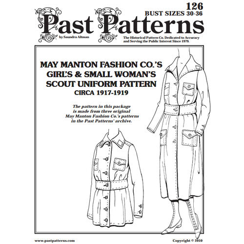 Past Patterns 0126 - Late 1910s Girl Scout Uniform Sewing Pattern bust 30"-36" - Picture 1 of 2