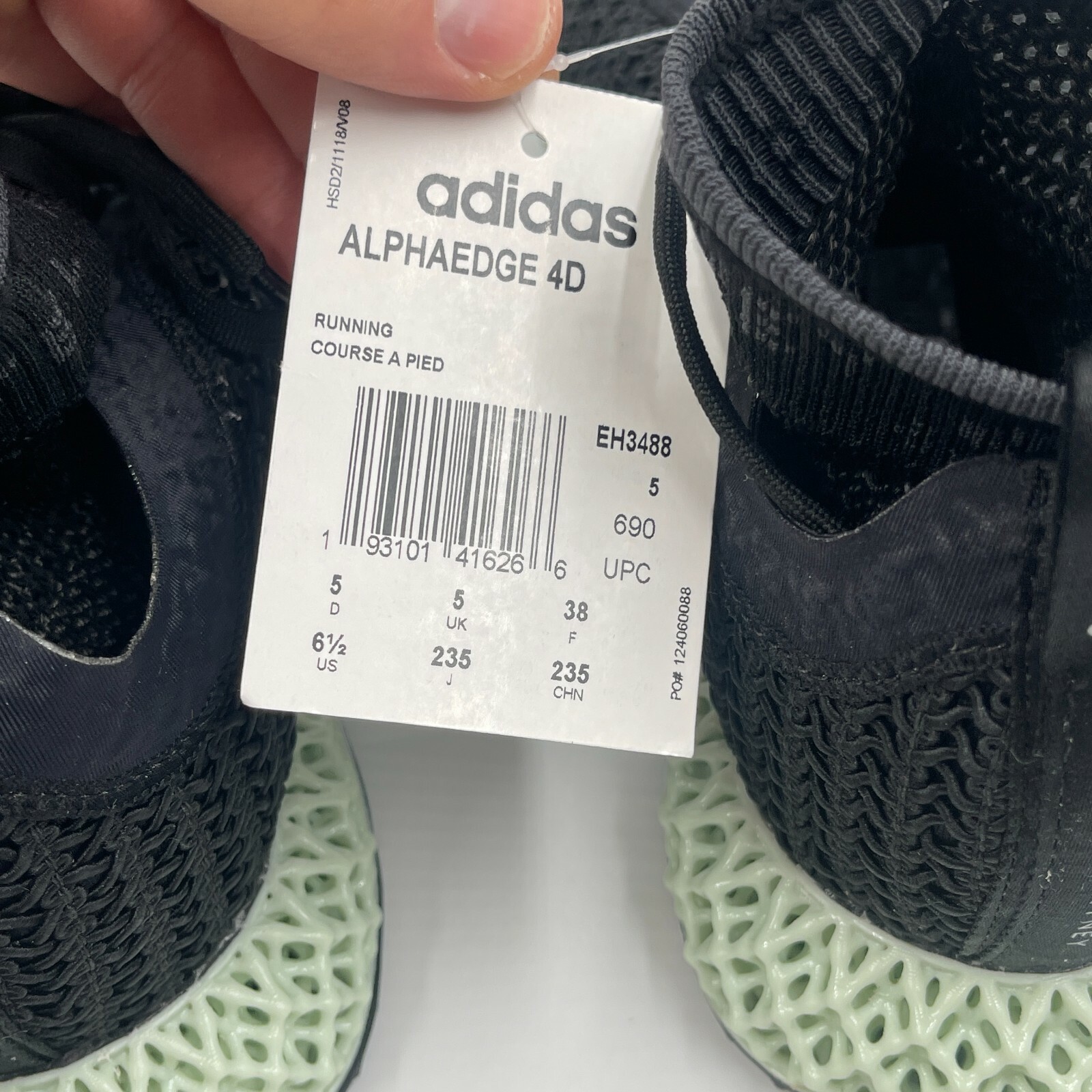 Adidas by Stella McCartney Alphaedge 4D Black Shoes EH3488, Women's Size 6.5