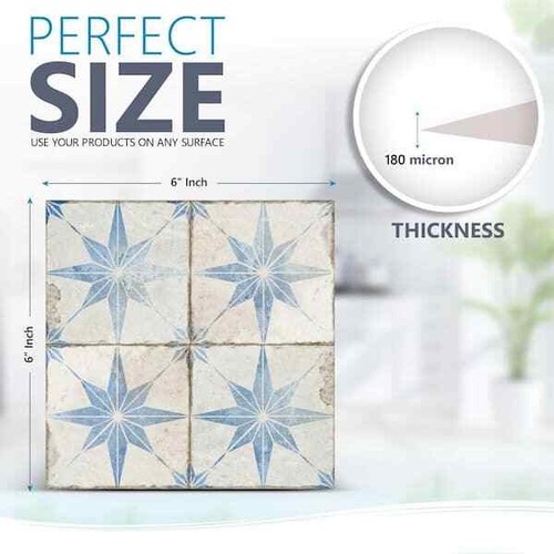 6 x 6 in. Blue and White Vinyl Peel and Stick Wall Tile 24 Tiles 6 sq. ft./Pack - Picture 5 of 10