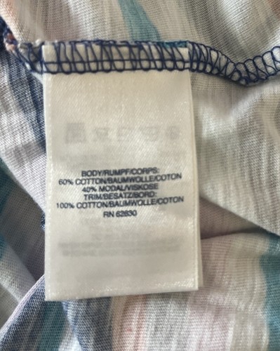 Cute Striped Lands End Brand Shirt, Top, Blouse Trimmed In Blue Lace, Size S - Picture 6 of 6