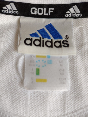 Adidas Golf White Polo T-shirt Size 40/42 L embroidered short sleeve cotton mens - Picture 5 of 15