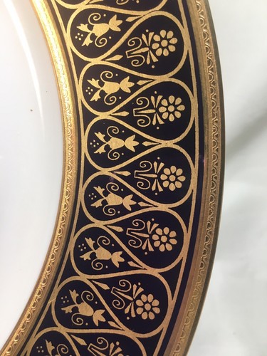 Chas Haviland Limoges Incrustation Polie a l'agate Cobalt 11.6 Inch CHOP PLATE - Picture 2 of 9