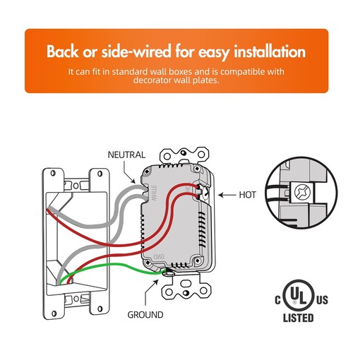 4.8A USB C Outlet 24W Dual High Speed Decora Receptacle 20 Amp 125 Volt ,10Pack - Picture 4 of 7