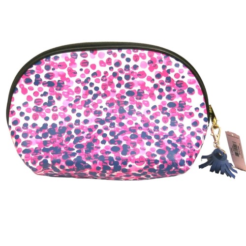 Victoria's Secret BEAUTY Pink & Purple Polka Dots W/ Tassels Medium Makeup Bag - Picture 2 of 2