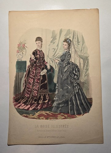 19 original französische antike handkolorierte Stiche LA MODE ILLUSTREE 1873 - 1877 - Bild 11 von 19