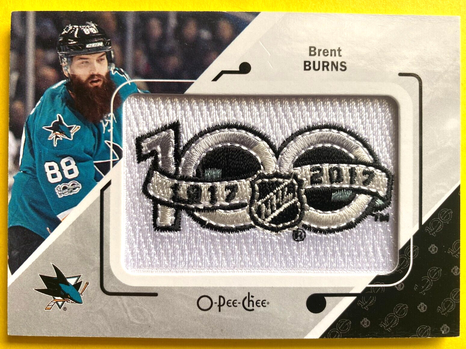 2017-18 O-Pee-Chee Manufactured 100 Years Patch #P54 Brent Burns