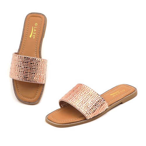 Sandalias deslizables acolchadas esmaltadas banda de cristal plateada planas de verano sin cordones - Imagen 30 de 45
