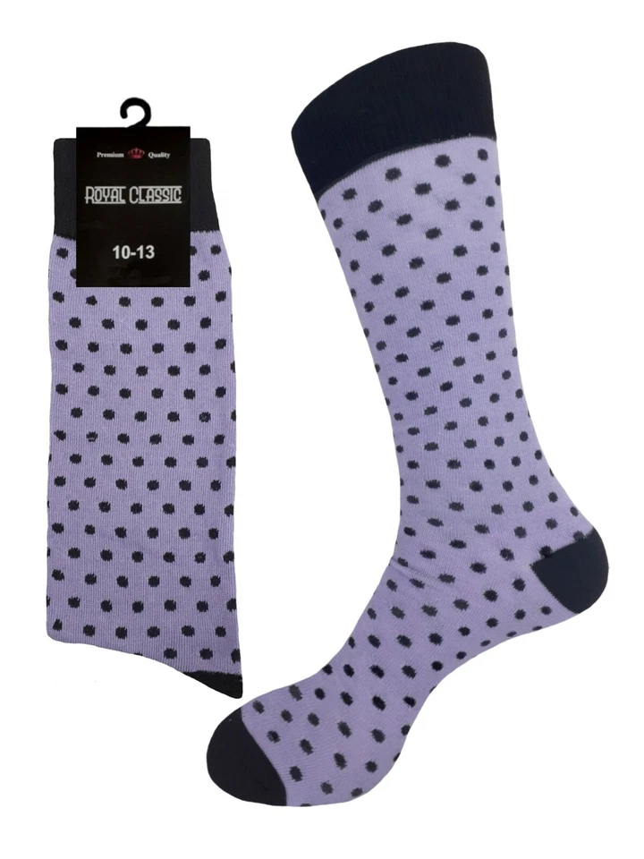 1-3-6-12 Dress Socks Polka Dot PURPLE Novelty Socks Cotton 10-13 FIRST QUALITY - Image 2 of 4