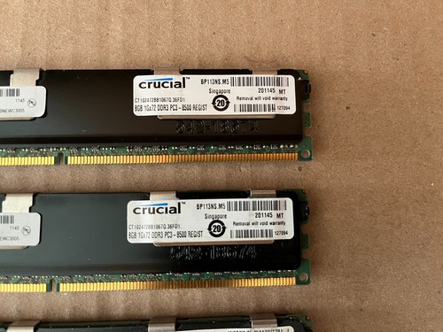 LOT OF 3 MICRON 8GB 4RX8 PC3-8500R ECC REG MT36JSZF1G72PDZ-1G1D1DD JBT-6(24) - Picture 2 of 5