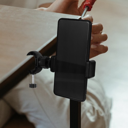 Smart Phone Clip Double Hole Mobile Phone Clip Tripod Adapter (Black) - 第 9/12 張圖片