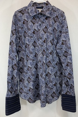Banana Republic Multicolor Paisley Hemd Herren (XL) Lila/Braun L/S Button Down