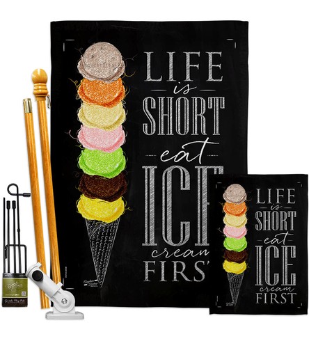 Eat Ice Cream First Garden Flag Food Sweet Decorative Gift Yard House Banner - Picture 5 of 13