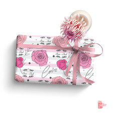 Personalized Wrapping Paper Roll w/ Couple Name Romantic Roses Wedding Gift Wrap