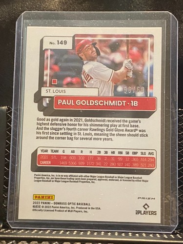 Paul Goldschmidt 2022 Donruss Optic Red Holo #56/60 Cardinals - Imagen 2 de 2